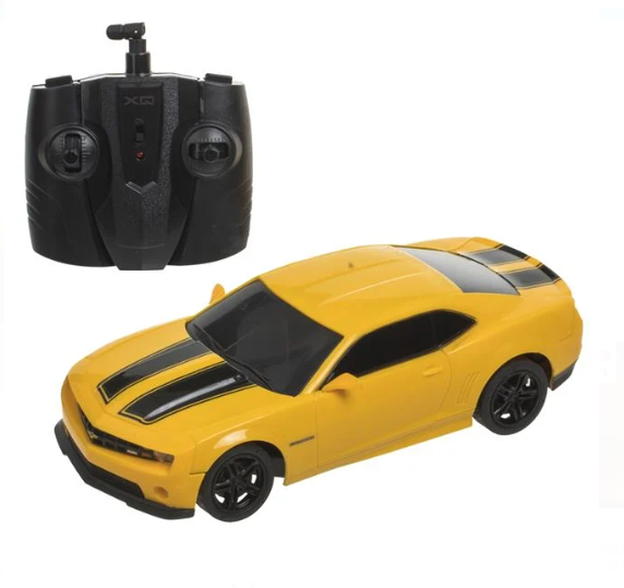 Masina Chevrolet Camaro Galbena cu Lumini & Telecomanda 1:24 / 24MHz