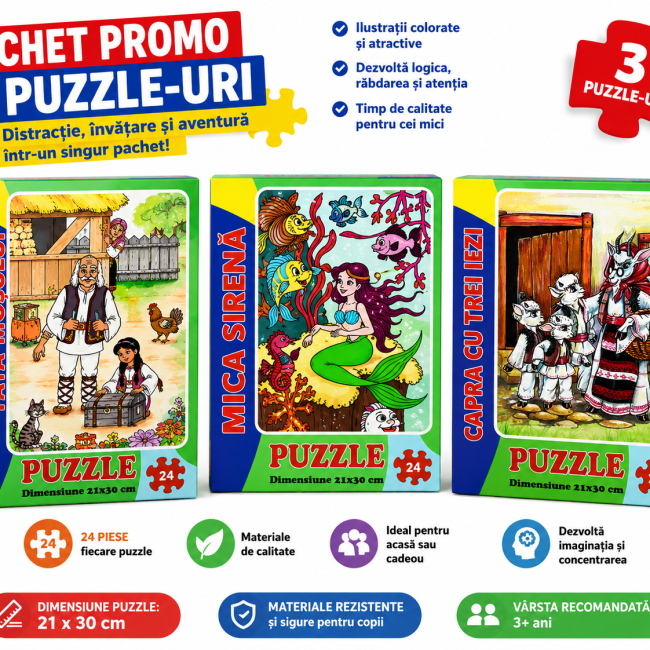 Pachet Promo 3 Puzzle-uri 24 Piese