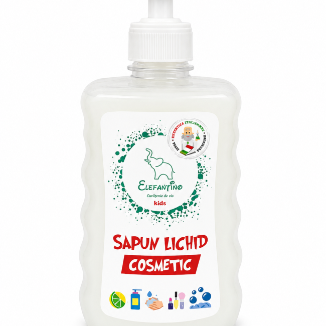 Săpun lichid cosmetic Elefantino Kids, cu pompiță, 500 ml